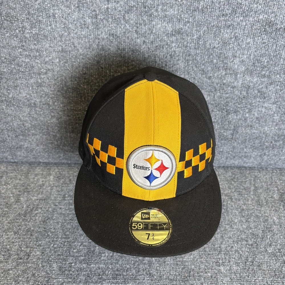 Pittsburgh Steelers Hat Cap Fitted Mens 7 3/4 Black Yellow NFL Football New Era - Picture 1 of 10
